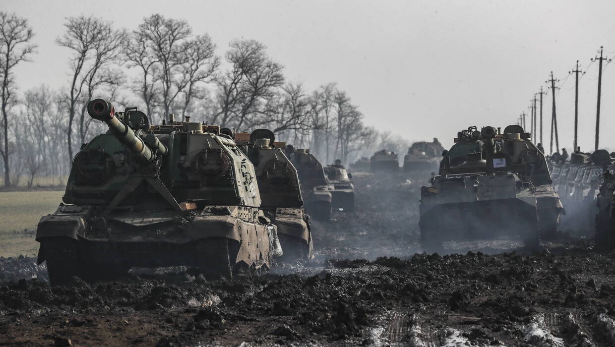 Російська бронетехніка. Fot. PAP/EPA/YURI KOCHETKOV