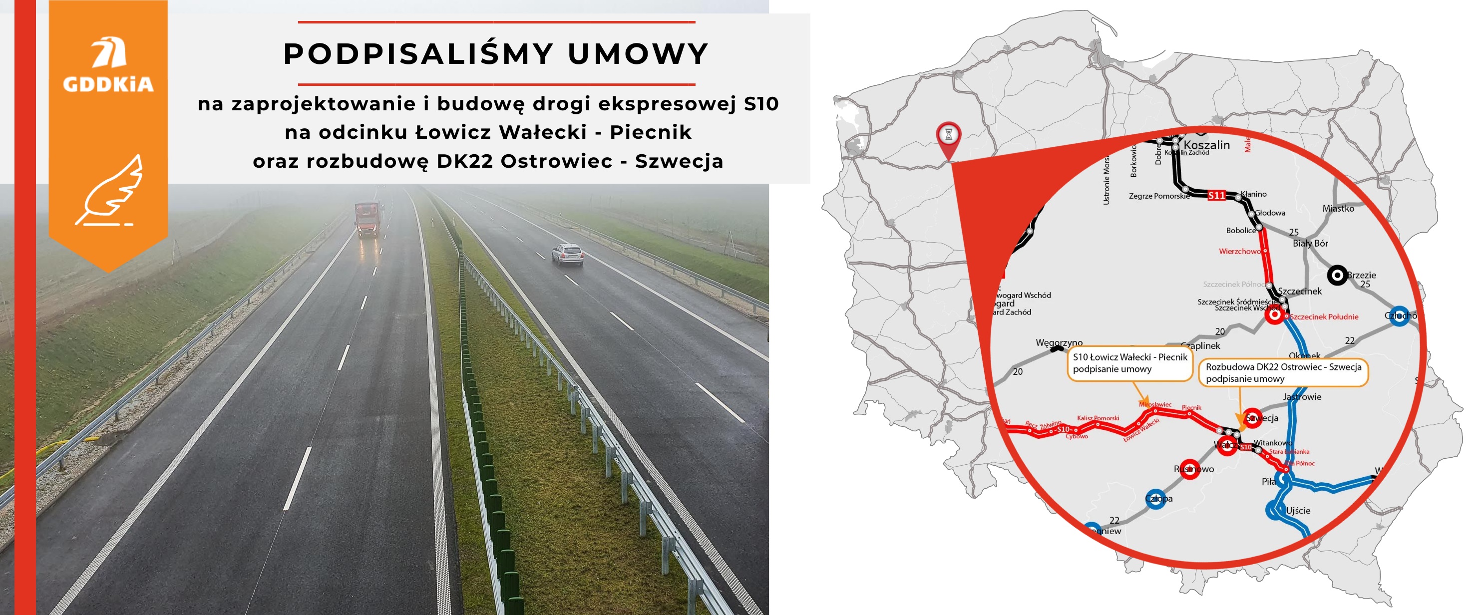 GDDKiA - Infografika podpisanie umów S10 i DK22