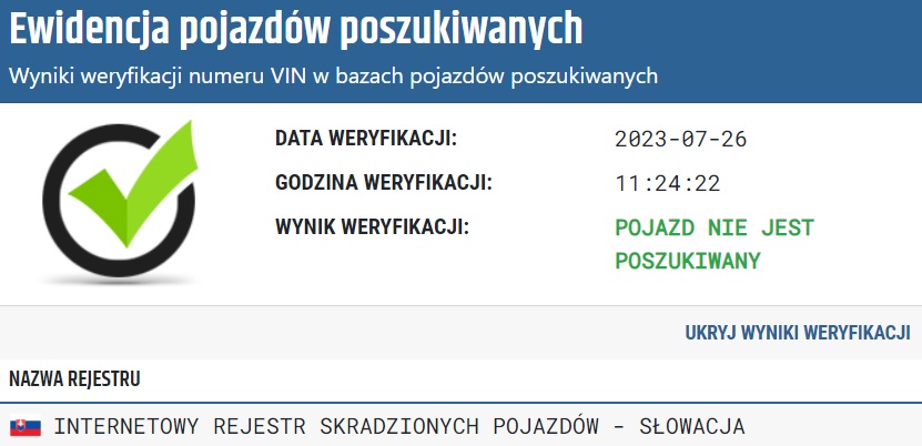 Ewidencja pojazdów poszukiwanych