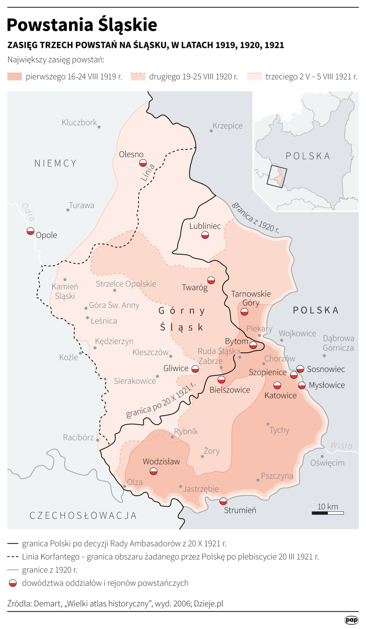 Powstanie Śląskie. Fot. PAP/Infografika/Maciej Zieliński