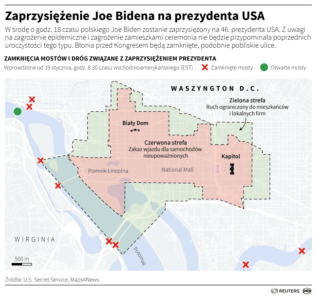 Zaprzysiężenie Joe Bidena na prezydenta USA/ PAP infografika / Maciej Zieliński