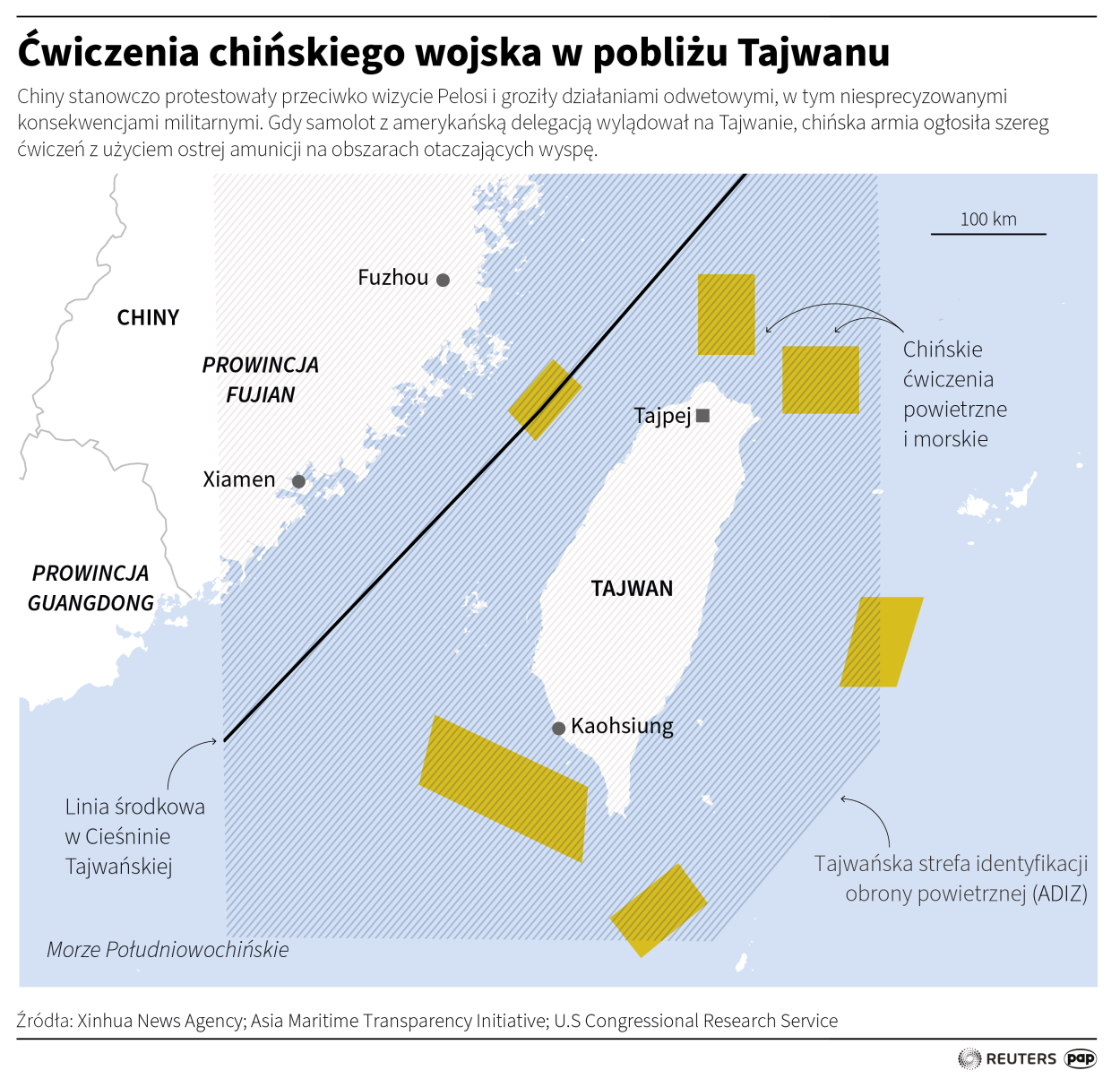 Ćwiczenia chińskiego wojska w pobliżu Tajwanu, autor: PAP/Adam Ziemienowicz