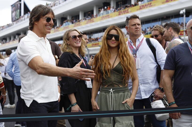 Tom Cruise i Shakira na wyścigach Formuły 1 w Miami, fot. PAP/DPA/HOCH ZWEI