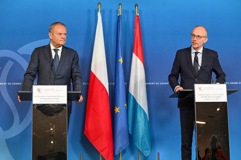 Donald Tusk (L) i Luc Frieden Fot. PAP/Radek Pietruszka