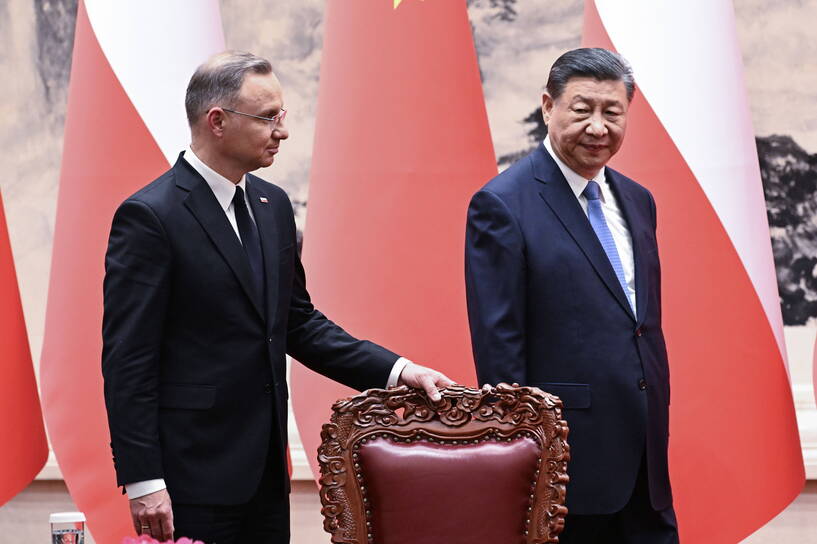 Andrzej Duda, Xi Jinping. Fot. PAP/ EPA/PEDRO PARDO 
