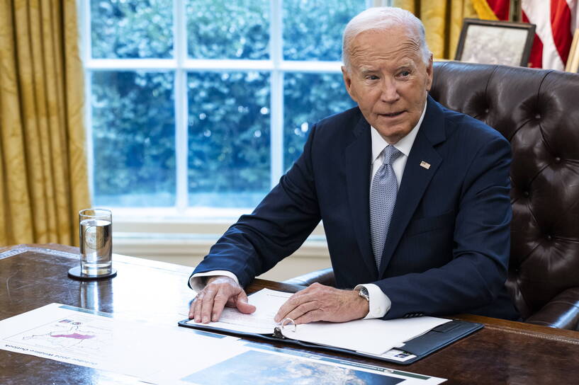 Prezydent Joe Biden w Białym Domu Fot. SAMUEL CORUM/POOL/PAP/EPA