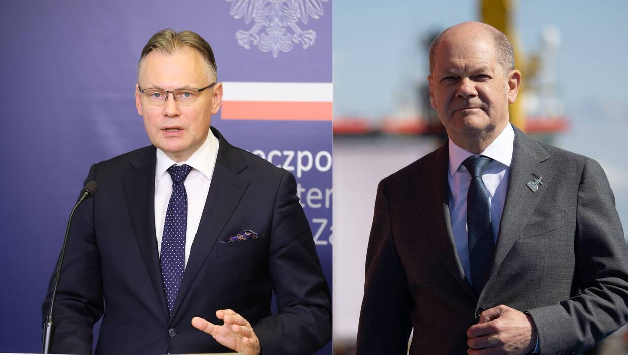  Wiceszef MSZ Arkadiusz Mularczyk, fot. PAP/ Rafał Guz.  Olaf Scholz, fot. Lafargue Raphael/PAP ABACA