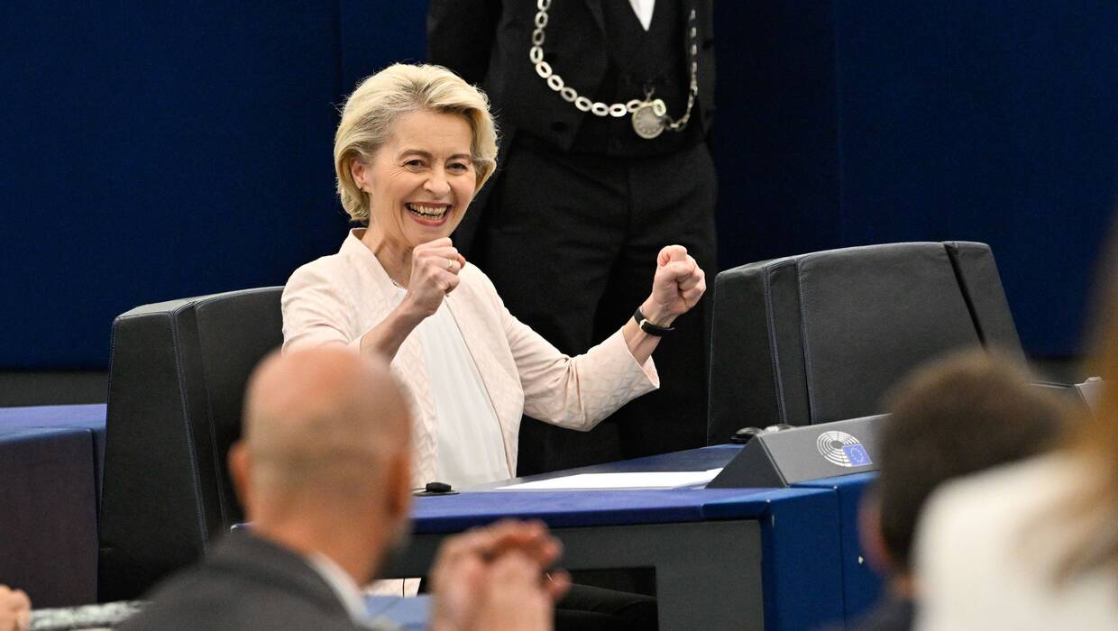 Ursula von der Leyen w Parlamencie Europejskim po ogłoszeniu wyniku głosowania;  fot. © European Union 2024 - Source : EP