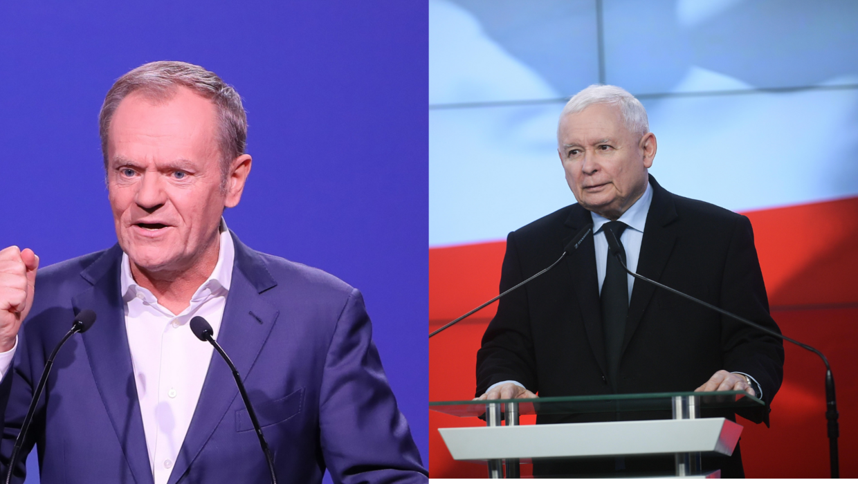 Donald Tusk, Jarosław Kaczyński Fot. PAP/Paweł Supernak, Marcin Obara