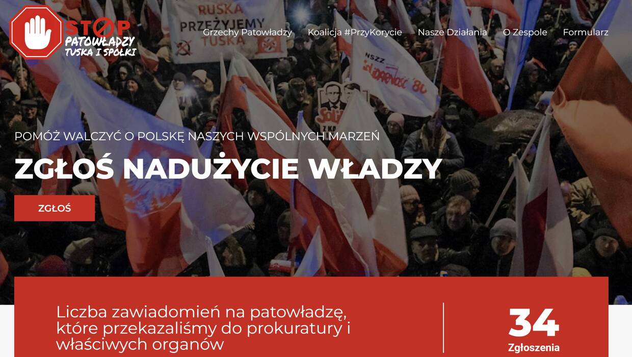 Politycy PiS poinformowali z tej okazji o uruchomieniu strony internetowej "stoppatowładzy". Fot. stoppatowladzy.pl