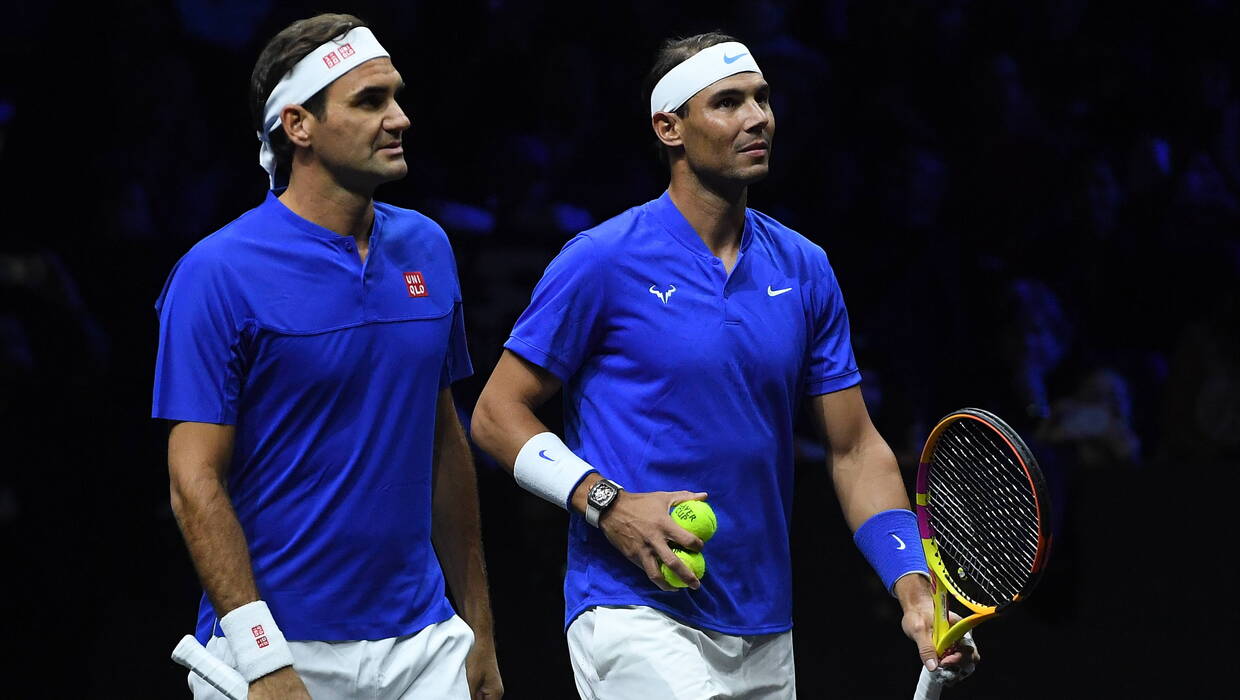 Roger Federer, Rafael Nadal. Fot. PAP/EPA/ANDY RAIN 