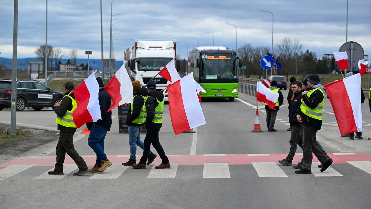 Protest rolników w pobliżu polsko-ukraińskiego przejścia granicznego w Medyce. Zdj. ilustracyjne. Fot. PAP/Darek Delmanowicz