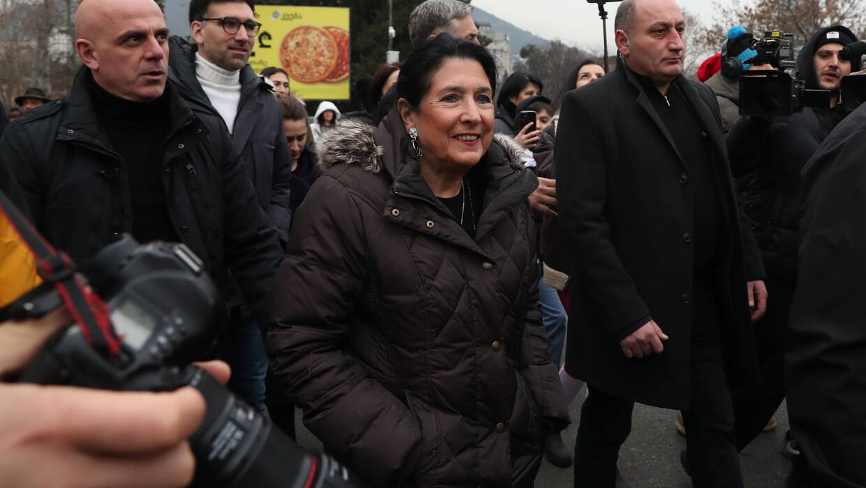 Prezydentka Gruzji Salome Zurabiszwili. Fot. PAP/EPA/DAVID MDZINARISHVILI