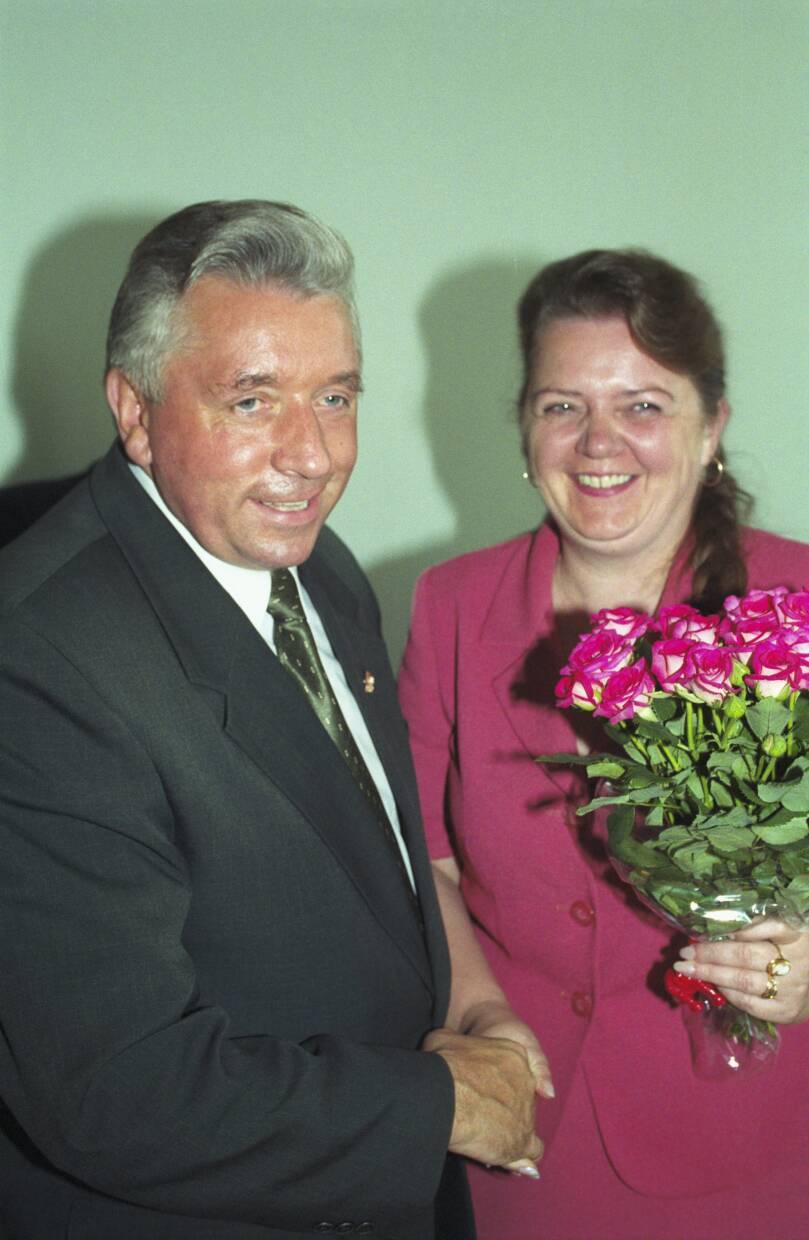 Andrzej Lepper i Renata Beger w 2002 r., fot. PAP/Grzegorz Rogiński
