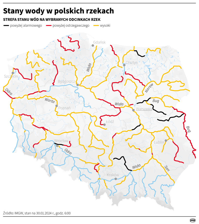 Stany wody w polskich rzekach Autor: PAP/Maciej Zieliński