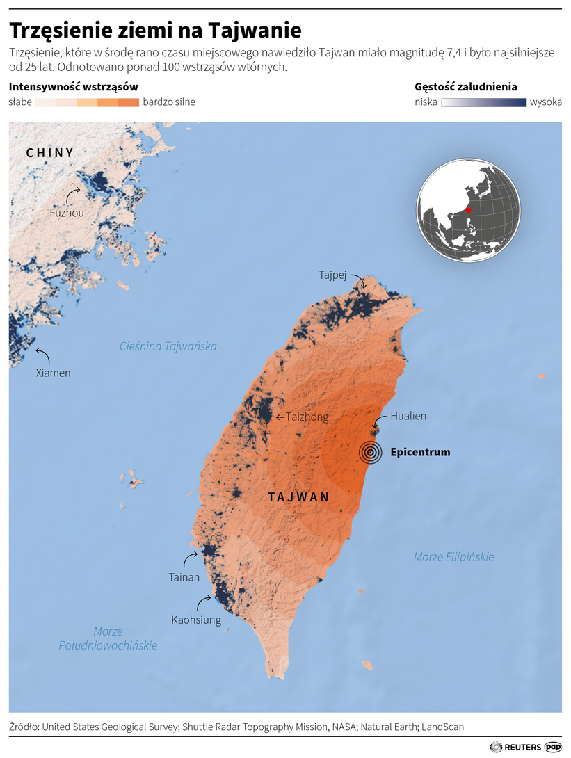 Trzęsienie ziemi na Tajwanie. Autor: Maciej Zieliński