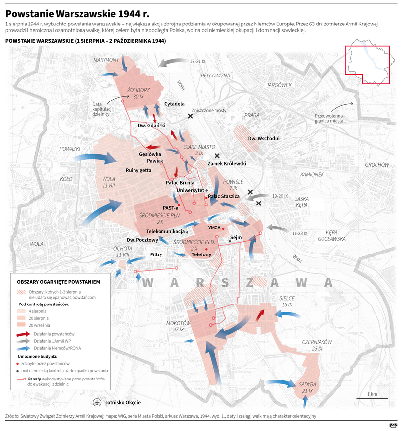 Powstanie Warszawskie 1944 r. Autorzy: PAP/Maciej Zieliński, Mateusz Krymski