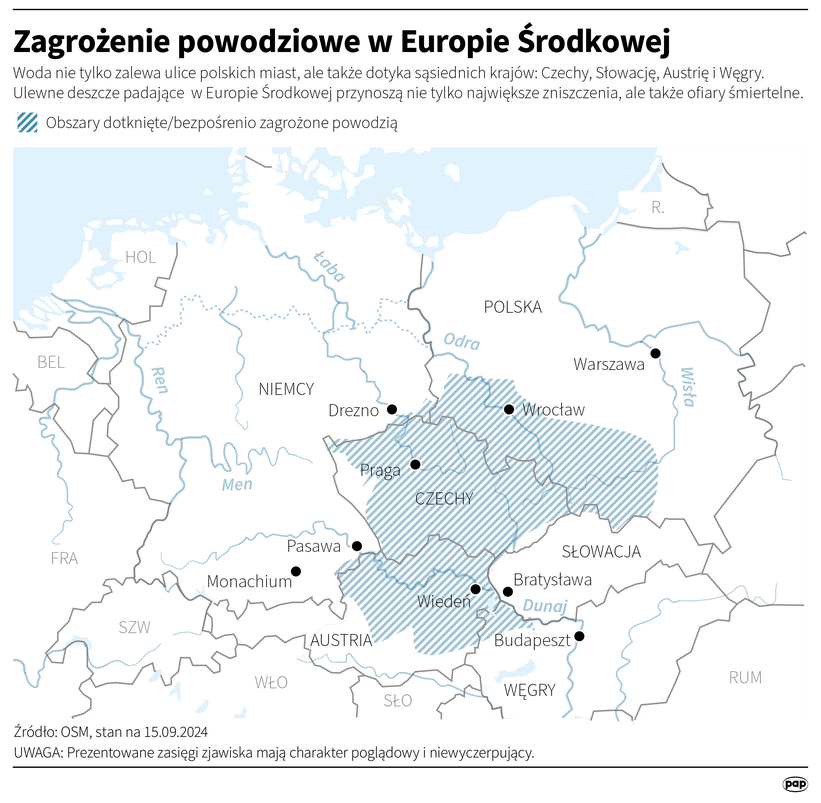 Zagrożenie powodziowe w Europie Środkowej. Autor PAP: Adam Ziemienowicz