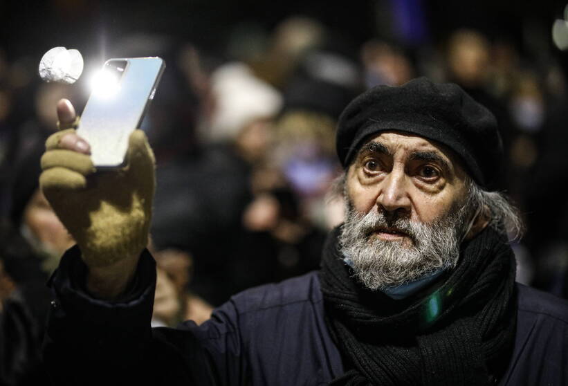 Протесты в Грузии. Fot. PAP/EPA/	DAVID MDZINARISHVILI