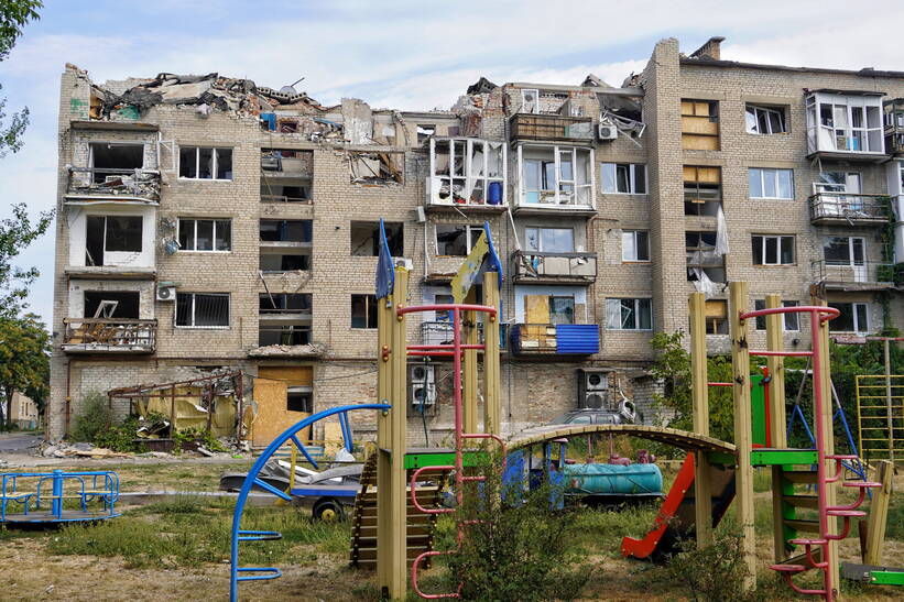 Донецкая область. Покровск. Разрушения после российских обстрелов. Fot. PAP/Alena Solomonova