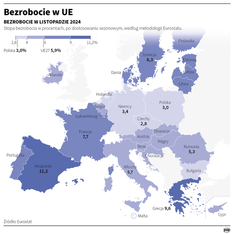 Bezrobocie w UE. Autor: Michał Czernek