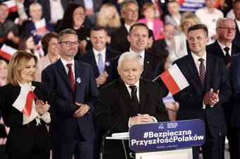 Jarosław Kaczyński podczas kampanii wyborczej w 2023 r. Fot. PAP/Adam Kumorowicz